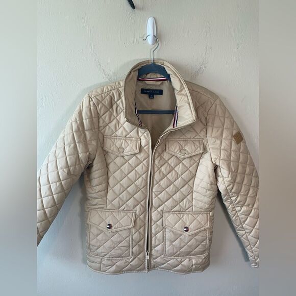 Tommy Hilfiger cream  quilted zip-up jacket size M - Picture 8 of 12